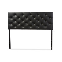 Baxton Studio BBT6506-Black-Queen HB Viviana Black Faux Leather Upholstered Button-tufted Queen Size Headboard